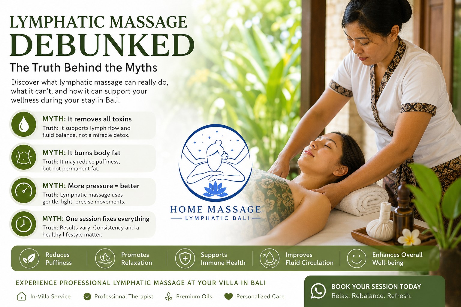 Lymphatic Massage Debunked showing professional lymphatic massage treatment in Bali